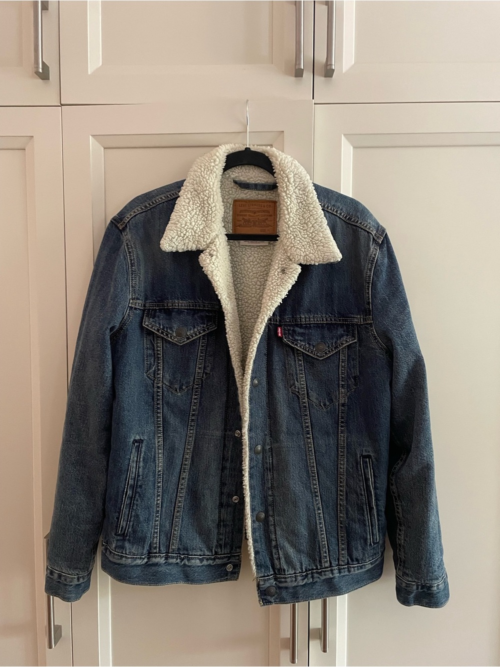 Levi's Never Been Worn Shearling Denim Sherpa Jacket with Cream Lining